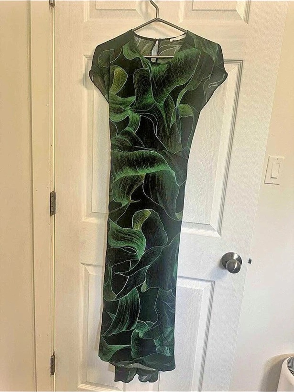 Green & Black Floral Midi Dress